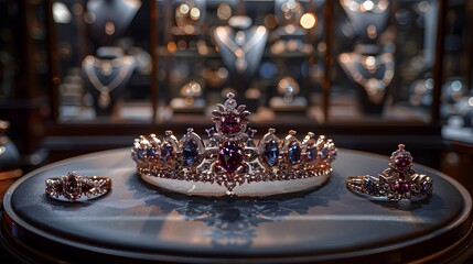 Different and beautiful jewelry sets on the table