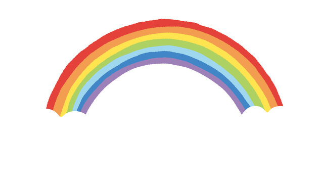 Cute rainbow illustration material. / ゆるい虹のイラスト素材。白背景にベクターイラスト。
