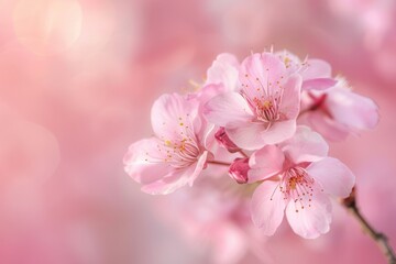 Fototapeta premium Cherry blossoms in full bloom soft pink