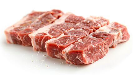 Fototapeta premium Raw pork. Pieces of fresh meat isolated on a white background.