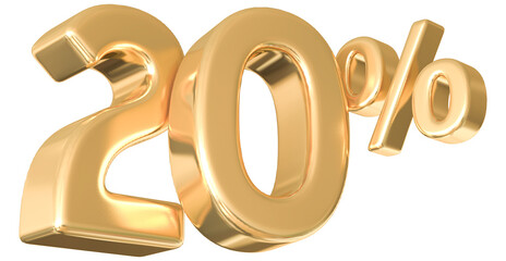 20 Percent Off Sale . Gold Number Promotion
