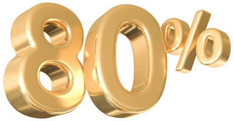 80 Percent Off Sale . Gold Number Promotion