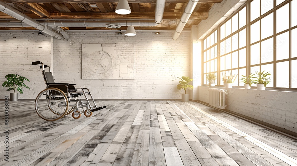 Poster a collaborative workspace where an employee with a limb difference uses adaptive tools to work along