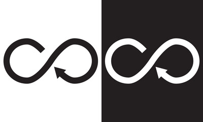 Circular economy loop arrow icon isolated on white and black background vector illustration. EPS 10