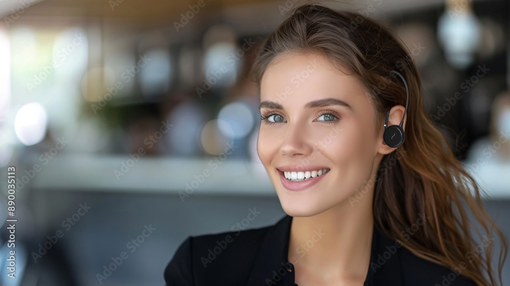 Aufkleber A team meeting where a hearing-impaired employee uses a loop system to hear the conversation clearly Stock Photo with copy space