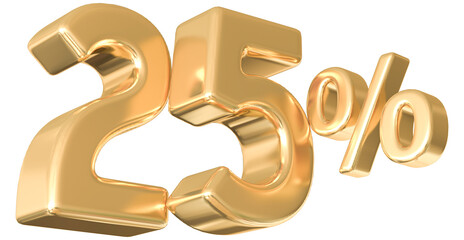 Fototapeta premium 25 Percent Off Sale . Gold Number Promotion
