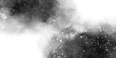 コピースペースのある夜空をイメージしたモノクロの水彩背景　背景イラスト　テクスチャ素材　夜	