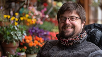 A creative business owner with a disability showcasing their artwork in a gallery Stock Photo with copy space