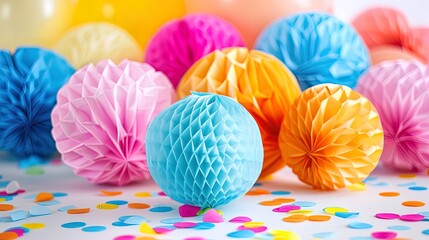 Colorful paper decorations creating festive atmosphere