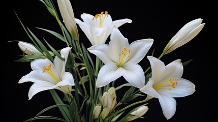 Obraz premium white flowers on black