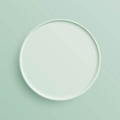 Minimalist 3D White Circle on Green Pastel Background, Ideal for Labels, Tags, and Signage Modern