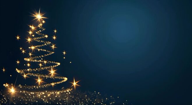 Animation of a glowing festive Christmas tree. The concept of the holiday and the background picture in 4k format Merry Christmas and New Year.