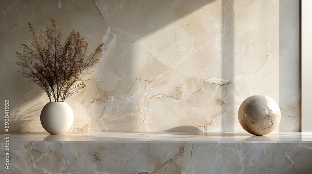 Poster elegant marble table in luxurious setting with empty surface for high end product display
