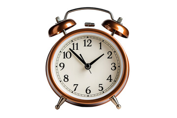A Vintage Copper Alarm Clock With Striking Timelessness on a Clear PNG or White Background.