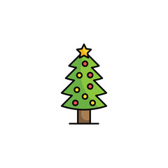 Christmas Tree icon design with white background stock illustration