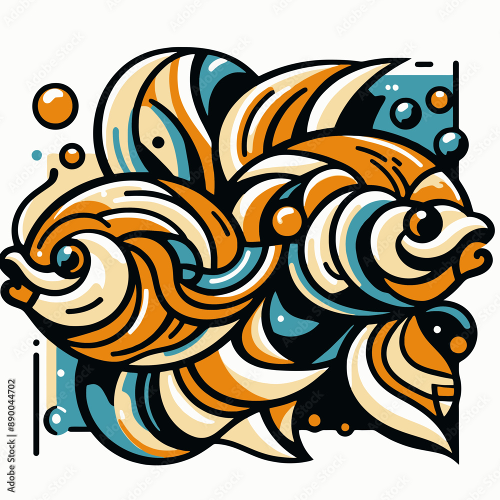 Wall mural illustration of a goldfish