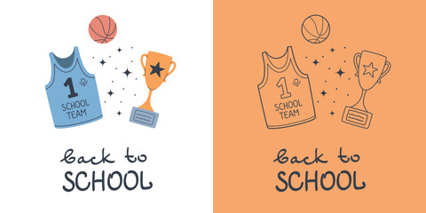 Back to school set for cover. Cute school illustrations of school supplies in flat design. Vector illustration.
