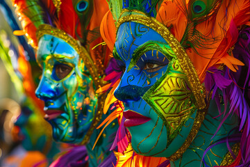 Naklejka premium Rio de Janeiro Carnival with sambodromos, dances and lots of partying in Brazil