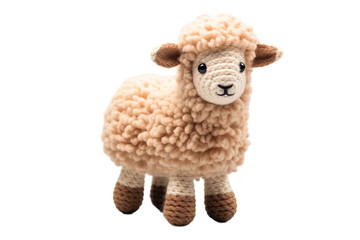 A Fluffy Sheep Standing Proudly in a Field of White on a Clear PNG or White Background.
