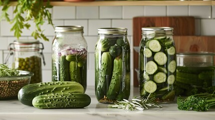 A step-by-step visual guide to making pickles, from fresh cucumbers to the final jarred product