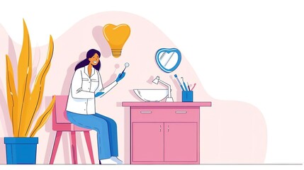 Dentist holding a dental tool in a dental office.