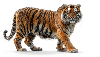 Obraz premium Tiger Standing Against White Background
