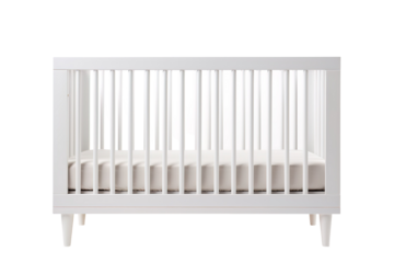 A Pristine White Crib Awaits a Tiny Sleeper on a Clear PNG or White Background.