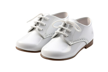 Polished White Leather Oxfords for a Special Occasion on a Clear PNG or White Background.