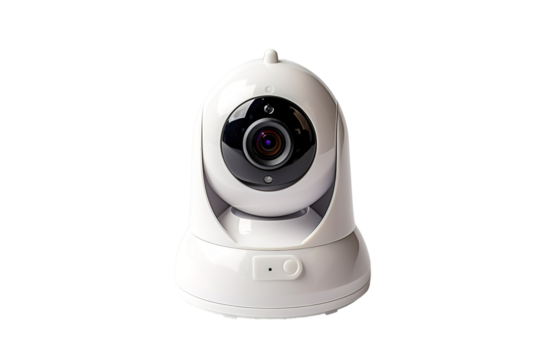 A Modern White Security Camera Ready to Capture the Moment on a Clear PNG or White Background.