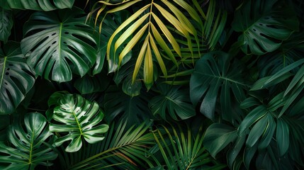 Fototapeta premium Plant leaves Green nature Tropical forest.