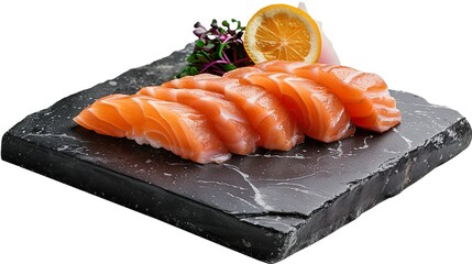 Sashimi, black stone isolated on a white background. 