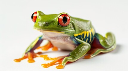 Obraz premium Red-eye tree frog Agalychnis callidryas isolated on white background.