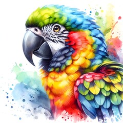 Obraz premium Watercolor picture of colorful macaw parrot