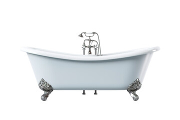 Naklejka premium A Classic Clawfoot Bathtub Awaits Relaxation in a Serene Bathroom on a Clear PNG or White Background.