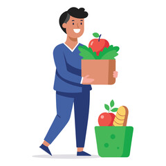 Man holding grocery items