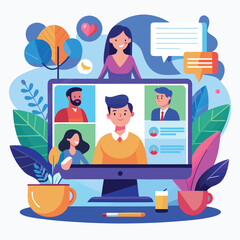 Online Meeting flat illustration