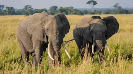 Obraz premium Write about the habitat and ecosystem where African elephants are commonly found, highlighting their importance to the environment. 