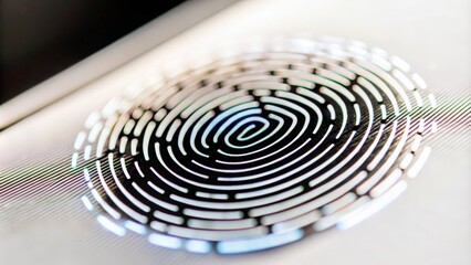 Fingerprint Recognition Technology Backdrop – Close-up of a fingerprint with a digital interface.
