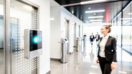 Biometric Access Control Technology Background – Futuristic design showcasing access control through biometrics.
