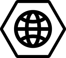 internet hexagon icon inverse