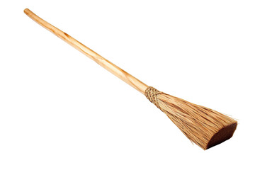 A Rustic Broom Ready To Sweep Away The Dust And Debris on a Clear PNG or White Background.