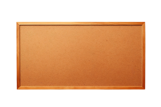 A Wooden Framed Corkboard Awaits Its First Pin on a Clear PNG or White Background.