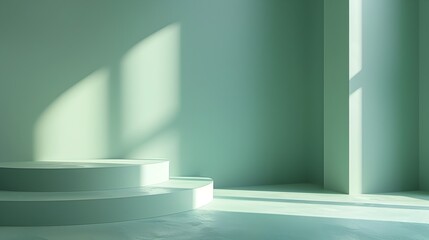 Soft Green Gradient Backdrop with Calming Tones for Health Product Presentation Concept