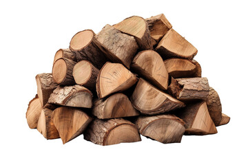A Cozy Pile of Firewood Ready For Winter on a Clear PNG or White Background.
