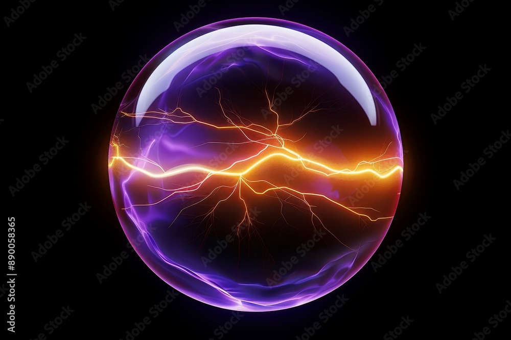 Poster An abstract sphere with vibrant neon colors swirling around, creating a futuristic and dynamic glowing effect, perfect for digital art and design