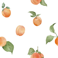 Watercolor seamless pattern with apricots