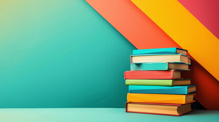A colorful stack of books on an isolated background, representing education and knowledge. Perfect for school, university, or library-related designs.