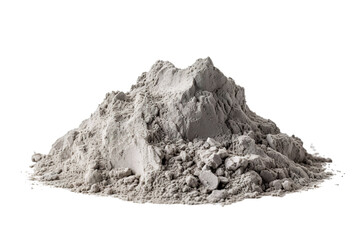 A Mountain of Grey Powder in a Studio Setting on a Clear PNG or White Background.