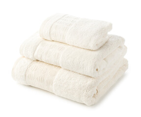 Stacked Cotton Towels isolated on White Background