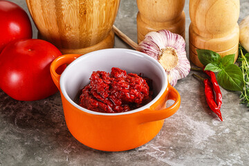 Natural organic red tomato paste